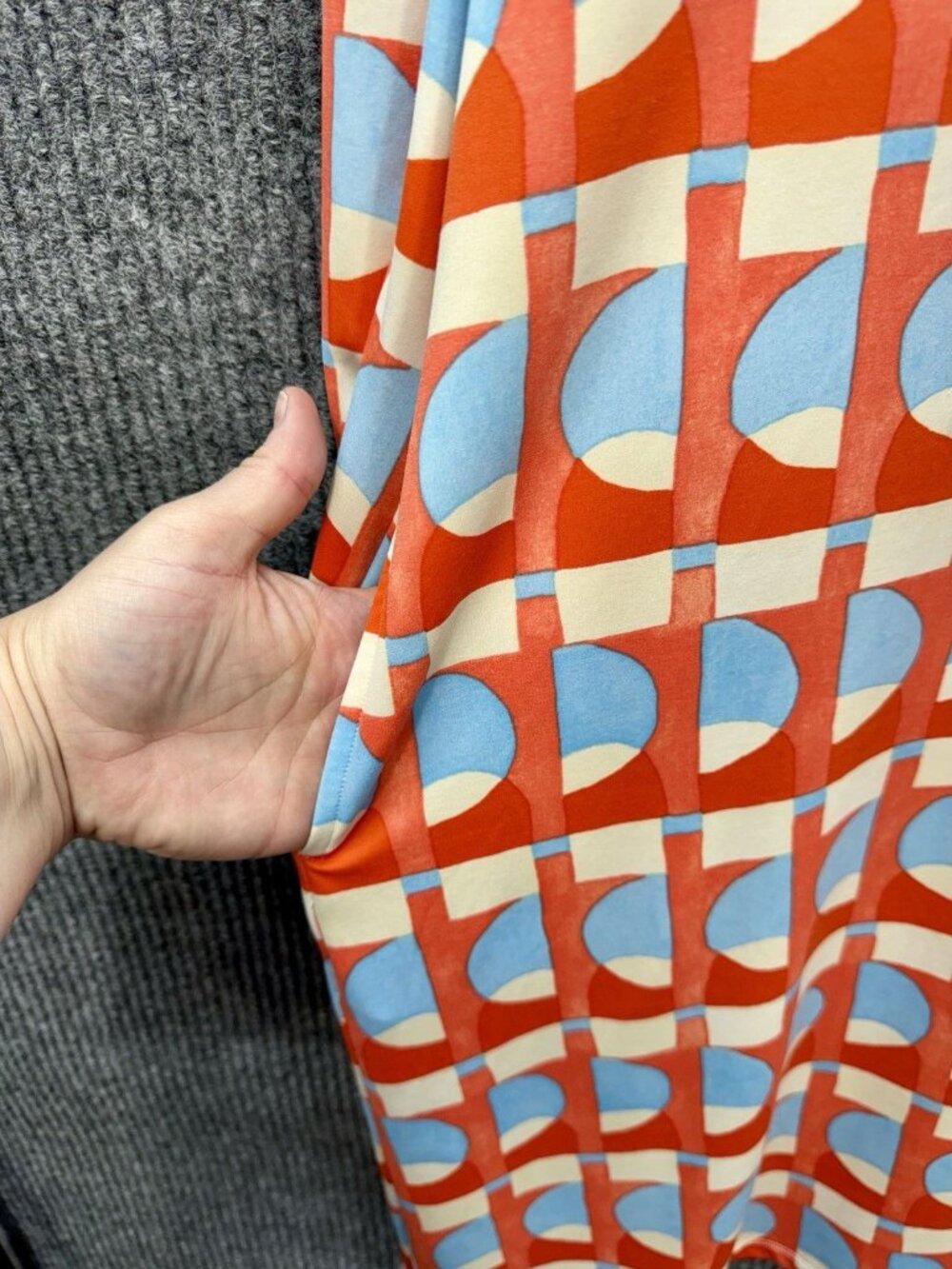 J McLaughlin Emer Shift Dress Women Large Blue Orange Coral Long Sleeve Pockets - Picture 4 of 12